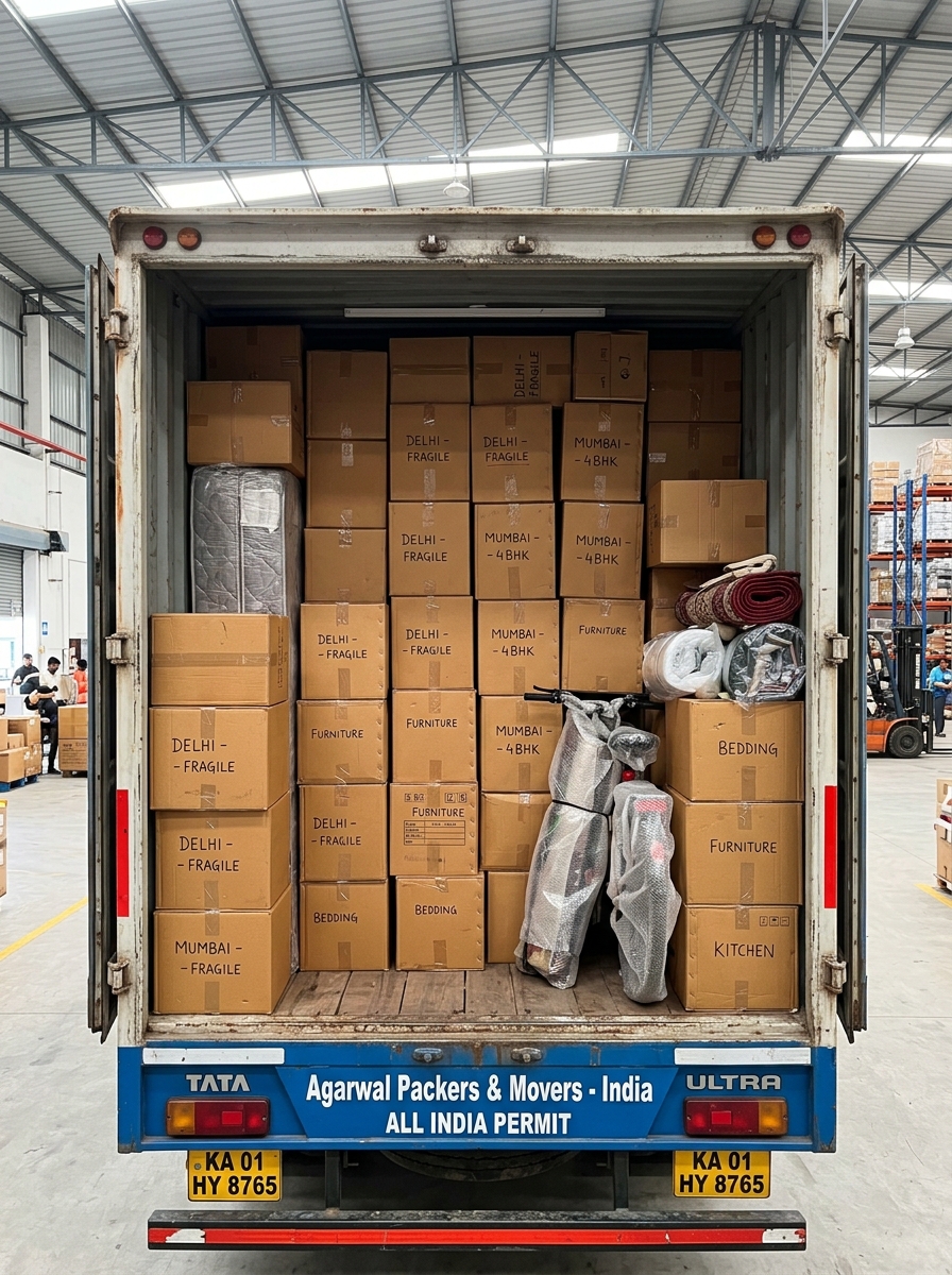 Loaded Indian moving truck with all India permit